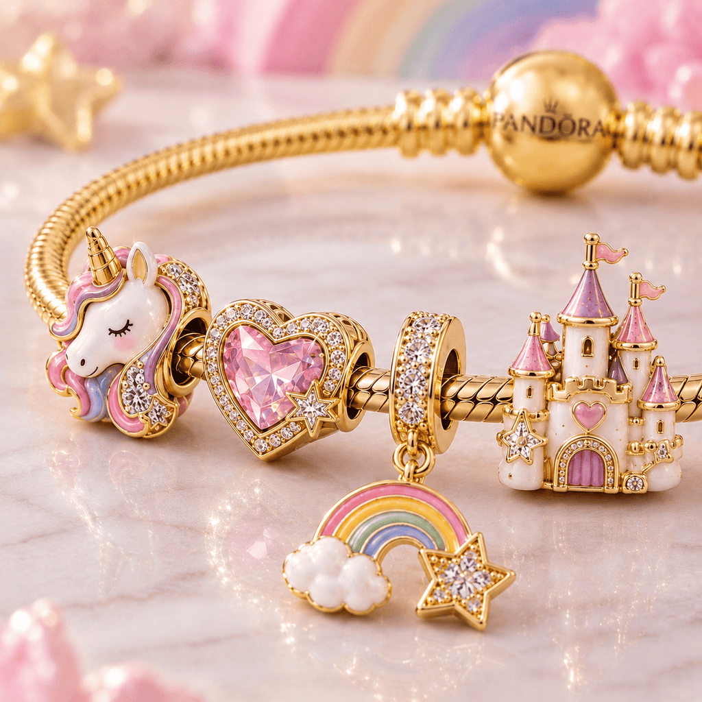 UNCN Gold Charm Bracelet Set VTH